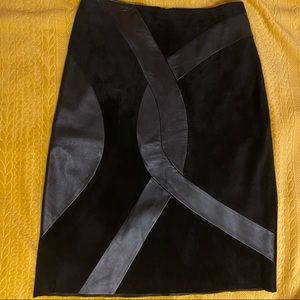 Vintage abstract leather pencil skirt